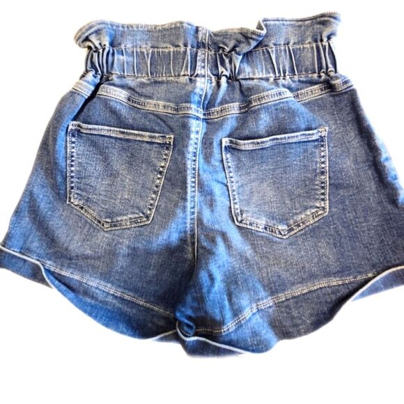 Happily Grey Ultra High Waist Paper Bag Waist Cuffed Denim Shorts, 1/25 - Picture 2 of 6